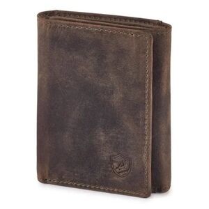 REAL Leather Wallet for Men Moss Green Trifold Wallet